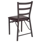 Lot de 2 chaises pliantes en métal HERCULES de Flash Furniture, dossier échelle marron avec assise en vinyle marron