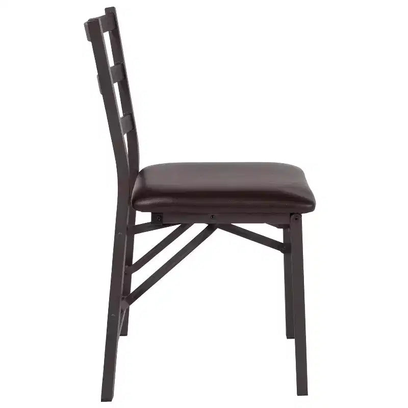 Lot de 2 chaises pliantes en métal HERCULES de Flash Furniture, dossier échelle marron avec assise en vinyle marron