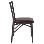 Lot de 2 chaises pliantes en métal HERCULES de Flash Furniture, dossier échelle marron avec assise en vinyle marron