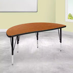 Flash Furniture Table d'activités collaborative flexible en stratifié thermique demi-cercle de 47,5 po – Pieds courts réglables en hauteur