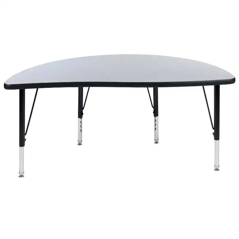Flash Furniture Table d'activités collaborative flexible en stratifié thermique demi-cercle de 47,5 po – Pieds courts réglables en hauteur