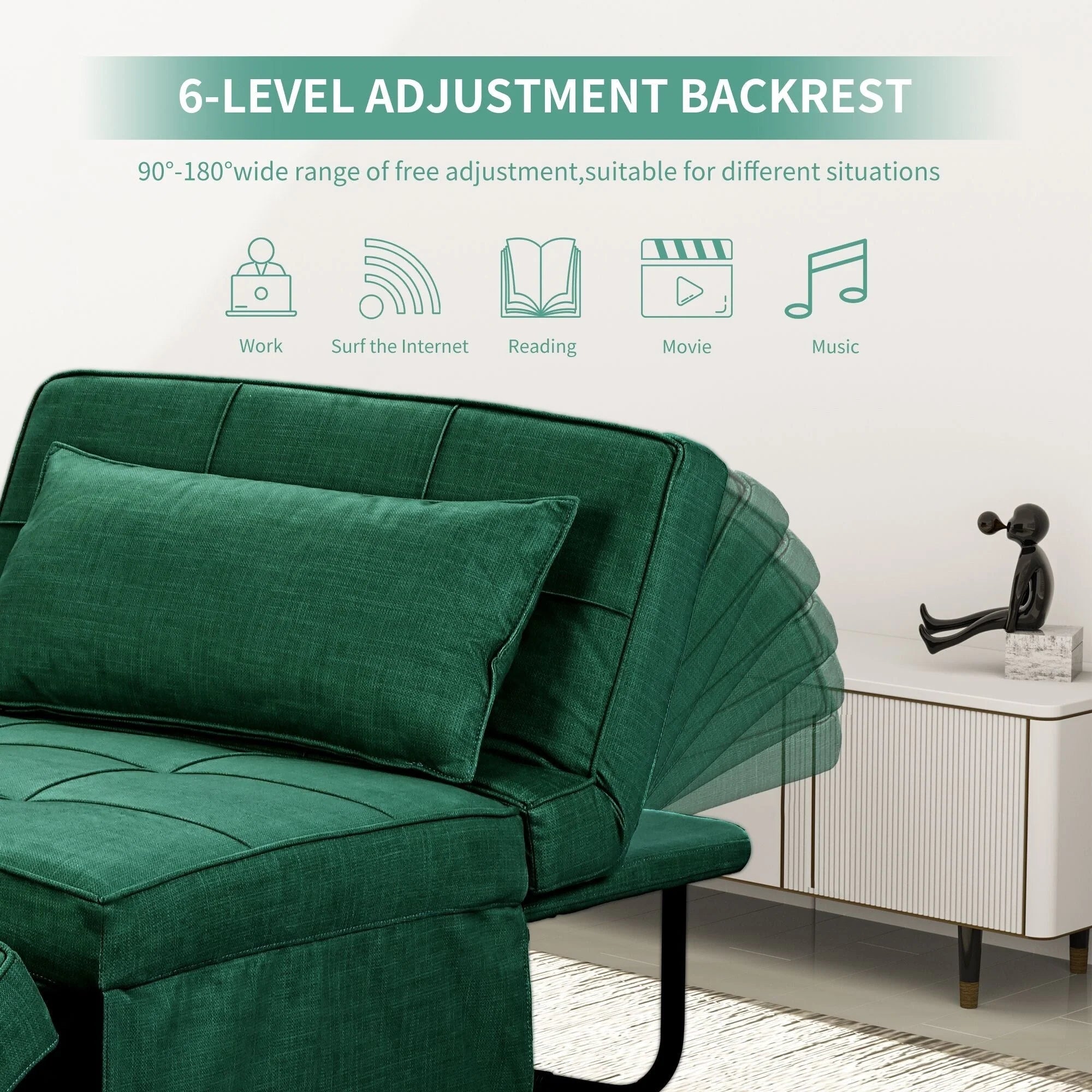 Canapé convertible Lit d'appoint Fauteuil-lit Canapé pliant Pouf Fauteuils inclinables pour le salon