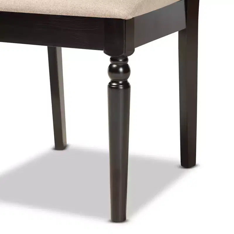 Lot de 2 chaises de salle à manger Ramiro en tissu et bois – Baxton Studio