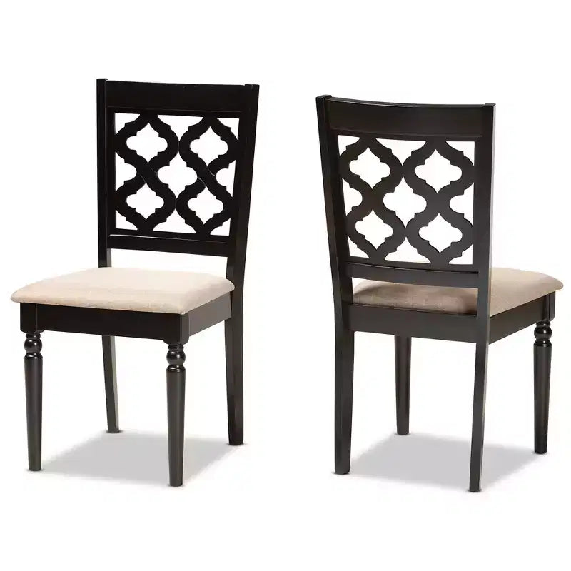 Lot de 2 chaises de salle à manger Ramiro en tissu et bois – Baxton Studio