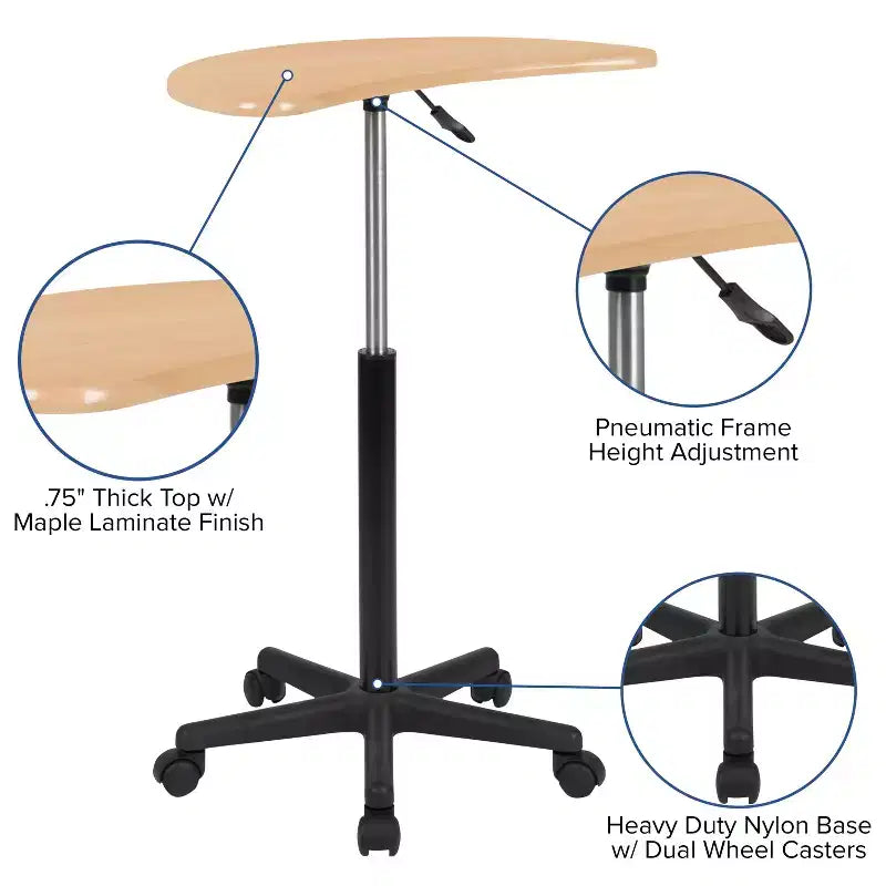 Bureau d'ordinateur portable mobile Emma and Oliver Sit to Stand – Bureau debout roulant portable