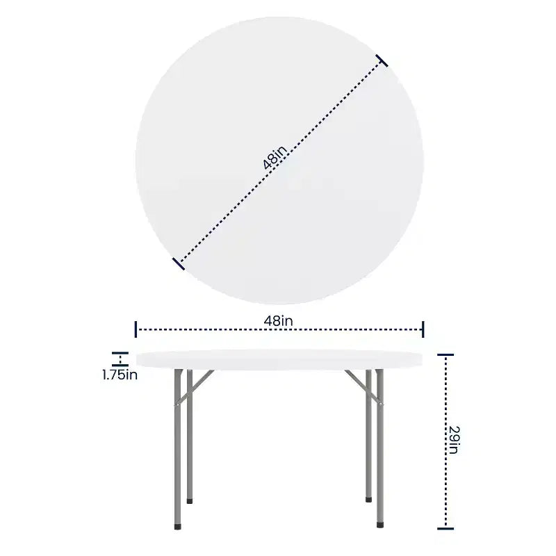 Table pliante ronde en plastique blanc granit de 1,2 mètre Emma et Oliver - Table pliante de banquet/événement