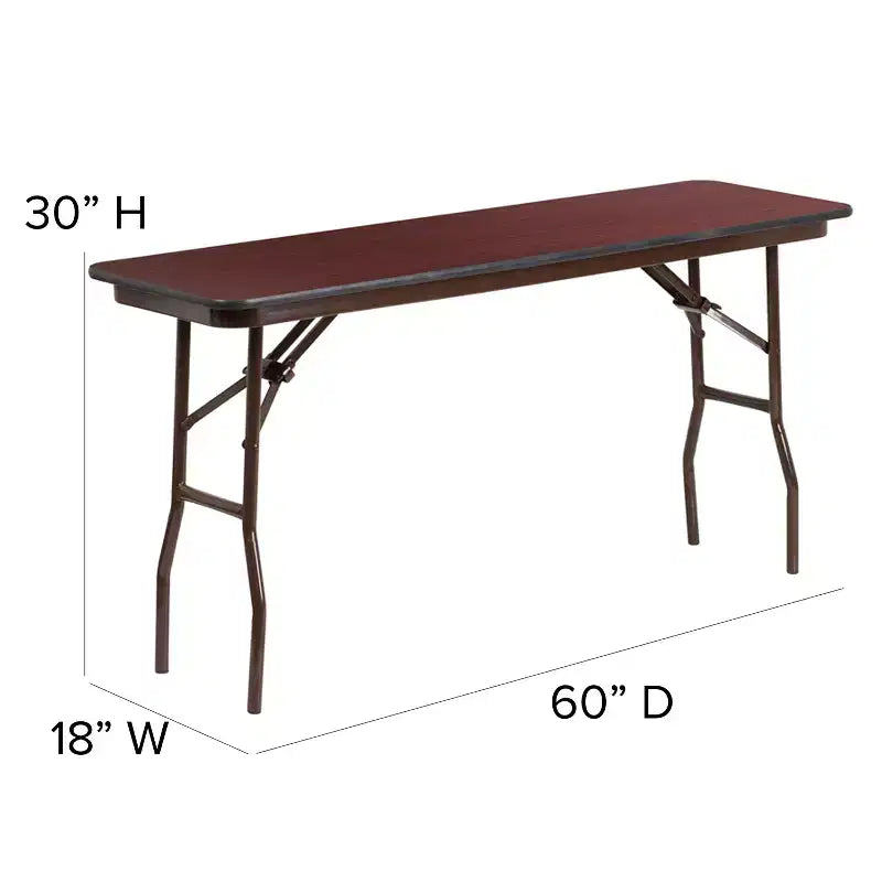 Table de formation/séminaire pliante Emma et Oliver de 1,5 m en mélamine stratifiée acajou - Table d'événement