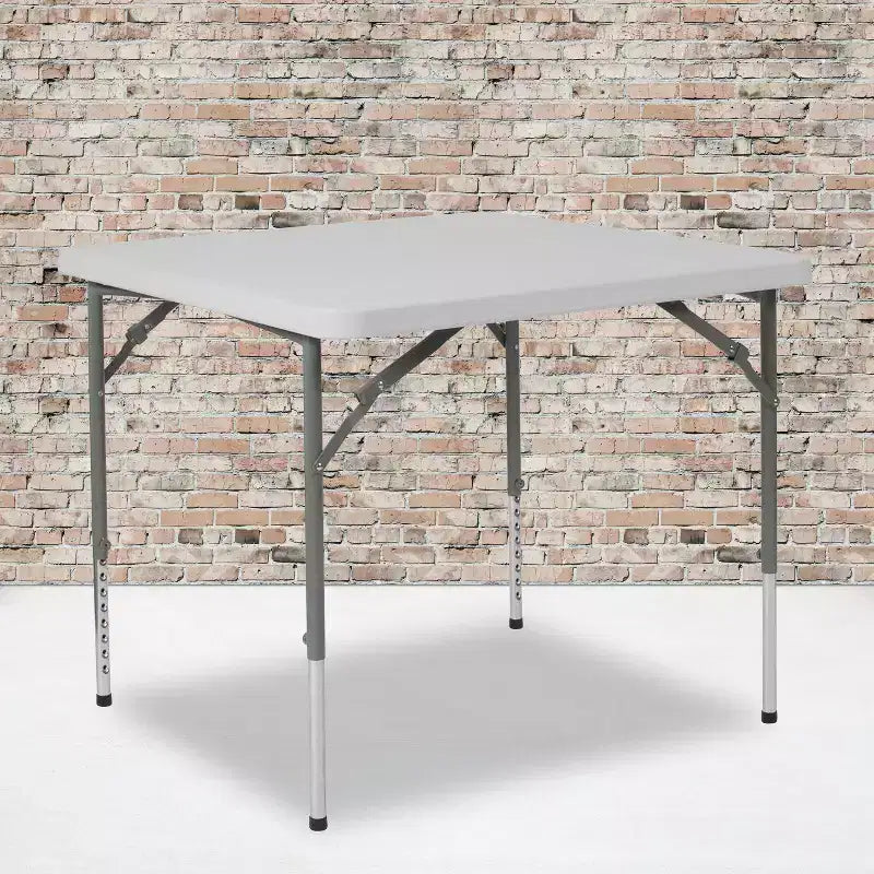 Table pliante carrée en plastique blanc effet granit, réglable en hauteur, de 85 cm, par Emma and Oliver
