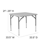 Table pliante carrée en plastique blanc effet granit, réglable en hauteur, de 85 cm, par Emma and Oliver