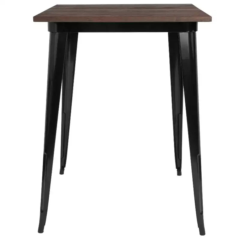 Table de bar haute en bois et métal carrée 31,5 Emma et Oliver