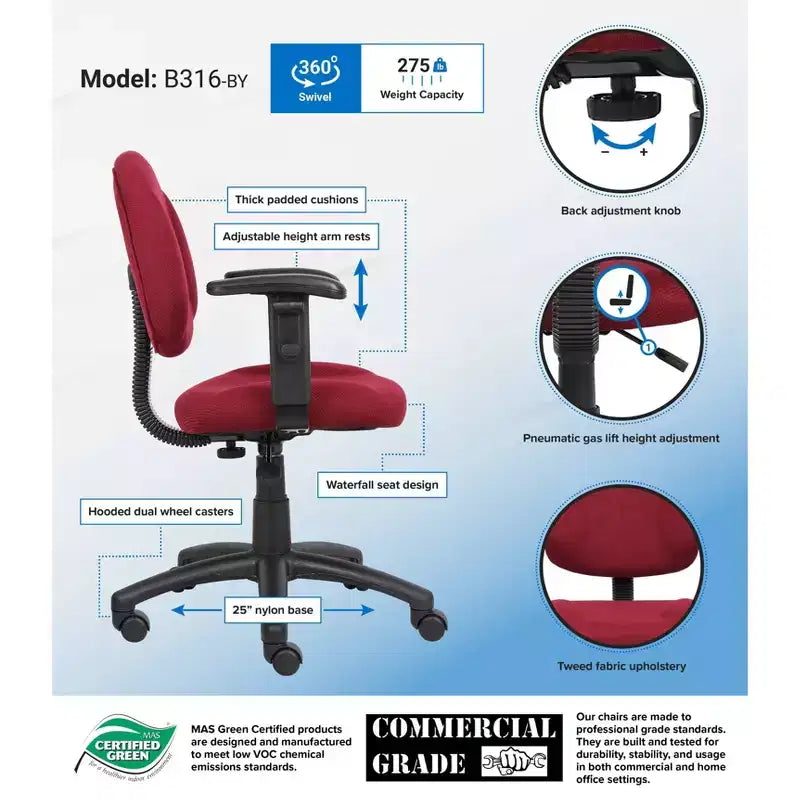 Fauteuil de posture de luxe avec accoudoirs réglables - Boss Office Products
