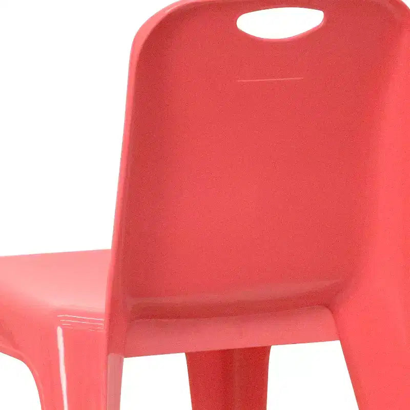 Emma and Oliver Lot de 4 chaises d'école en plastique empilables avec poignée de transport et hauteur d'assise de 27,9 cm