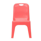 Emma and Oliver Lot de 4 chaises d'école en plastique empilables avec poignée de transport et hauteur d'assise de 27,9 cm