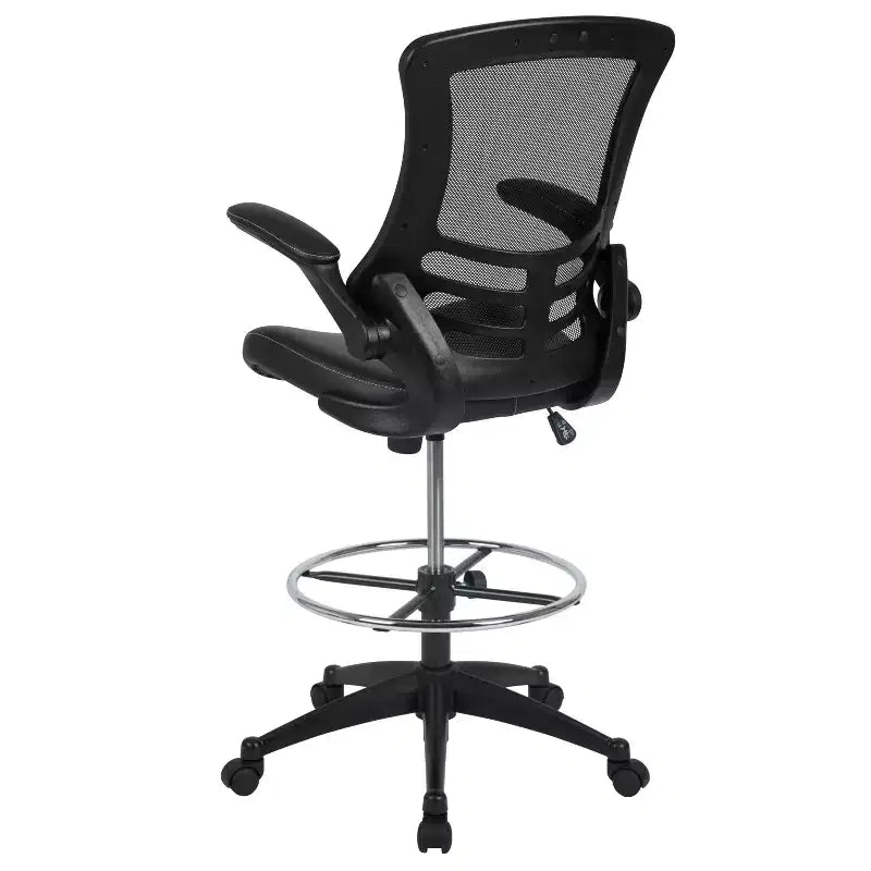 Chaise de dessinateur ergonomique Emma and Oliver Mid-Back Mesh avec repose-pieds et accoudoirs relevables