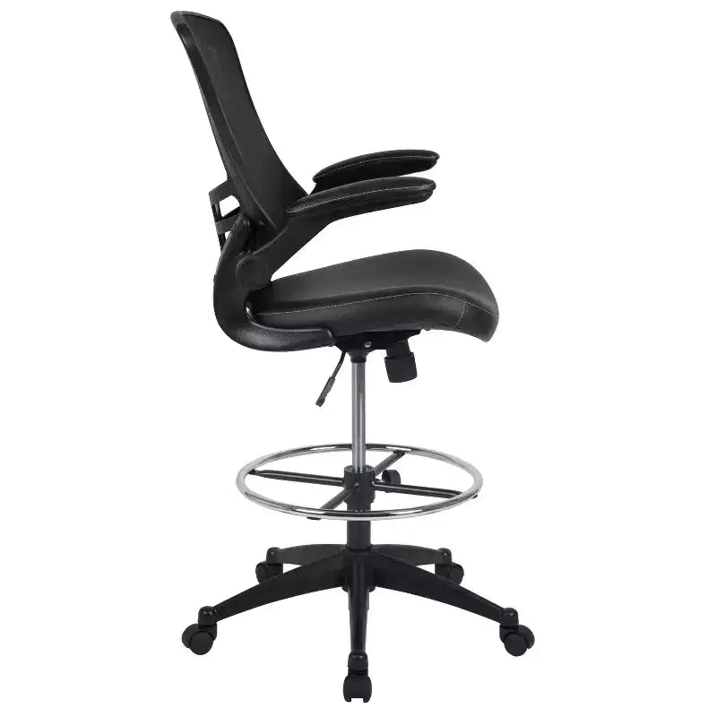 Chaise de dessinateur ergonomique Emma and Oliver Mid-Back Mesh avec repose-pieds et accoudoirs relevables