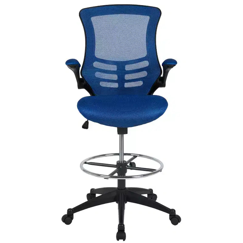 Chaise de dessinateur ergonomique Emma and Oliver Mid-Back Mesh avec repose-pieds et accoudoirs relevables