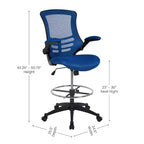 Chaise de dessinateur ergonomique Emma and Oliver Mid-Back Mesh avec repose-pieds et accoudoirs relevables