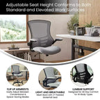 Chaise de dessinateur ergonomique Emma and Oliver Mid-Back Mesh avec repose-pieds et accoudoirs relevables