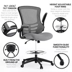 Chaise de dessinateur ergonomique Emma and Oliver Mid-Back Mesh avec repose-pieds et accoudoirs relevables