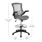 Chaise de dessinateur ergonomique Emma and Oliver Mid-Back Mesh avec repose-pieds et accoudoirs relevables