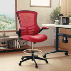 Chaise de dessinateur ergonomique Emma and Oliver Mid-Back Mesh avec repose-pieds et accoudoirs relevables