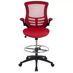 Chaise de dessinateur ergonomique Emma and Oliver Mid-Back Mesh avec repose-pieds et accoudoirs relevables