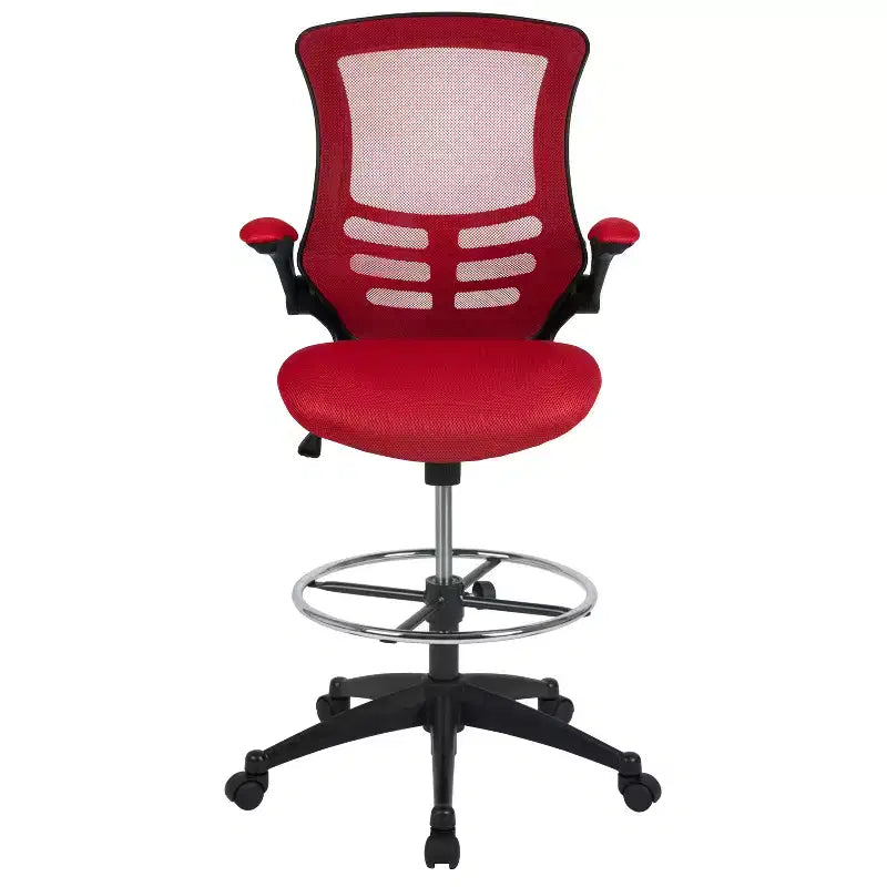 Chaise de dessinateur ergonomique Emma and Oliver Mid-Back Mesh avec repose-pieds et accoudoirs relevables