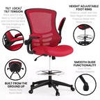 Chaise de dessinateur ergonomique Emma and Oliver Mid-Back Mesh avec repose-pieds et accoudoirs relevables