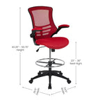 Chaise de dessinateur ergonomique Emma and Oliver Mid-Back Mesh avec repose-pieds et accoudoirs relevables