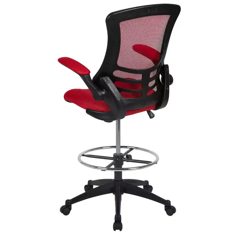 Chaise de dessinateur ergonomique Emma and Oliver Mid-Back Mesh avec repose-pieds et accoudoirs relevables