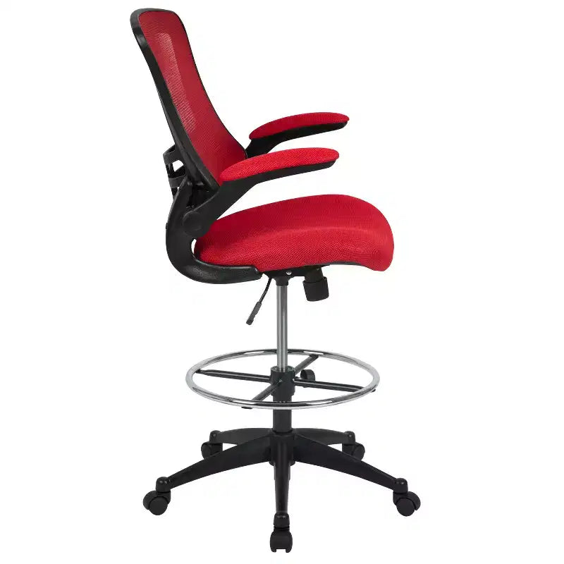 Chaise de dessinateur ergonomique Emma and Oliver Mid-Back Mesh avec repose-pieds et accoudoirs relevables