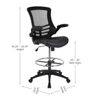 Chaise de dessinateur ergonomique Emma and Oliver Mid-Back Mesh avec repose-pieds et accoudoirs relevables