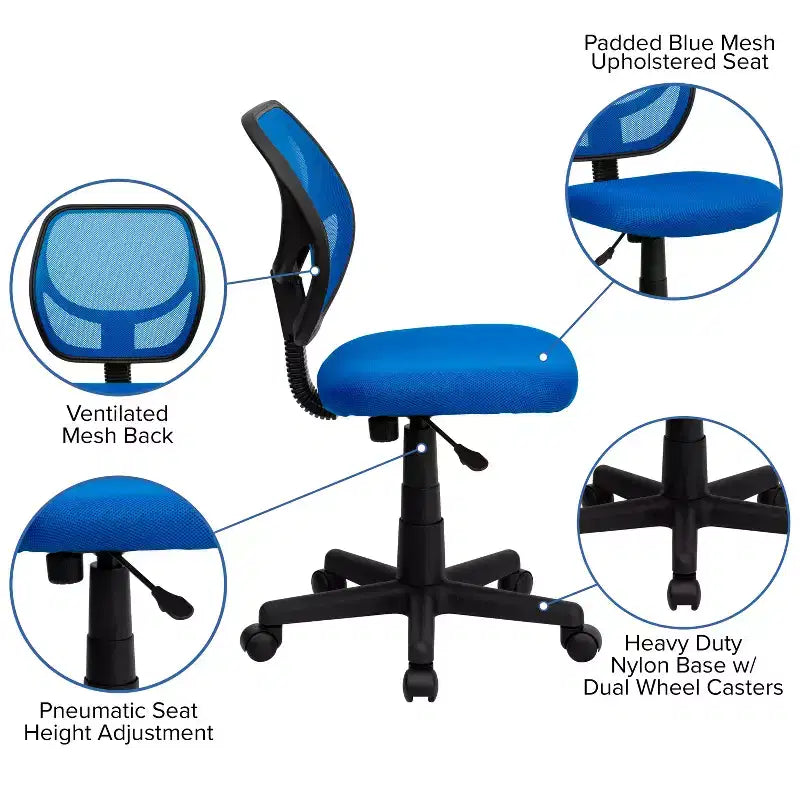Fauteuil de bureau ergonomique Emma et Oliver à dossier incurvé en maille et pivotant