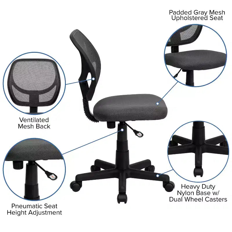 Fauteuil de bureau ergonomique Emma et Oliver à dossier incurvé en maille et pivotant