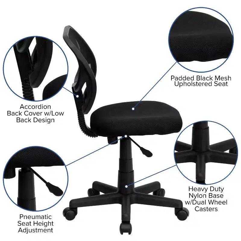 Fauteuil de bureau ergonomique Emma et Oliver à dossier incurvé en maille et pivotant