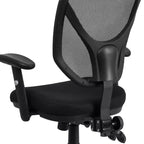 Emma et Oliver Chaise de bureau ergonomique multifonction pivotante en maille noire à dossier moyen – Accoudoirs