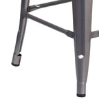 Tabouret de bar d'intérieur sans dossier Emma and Oliver 24H en métal enduit transparent avec assise carrée
