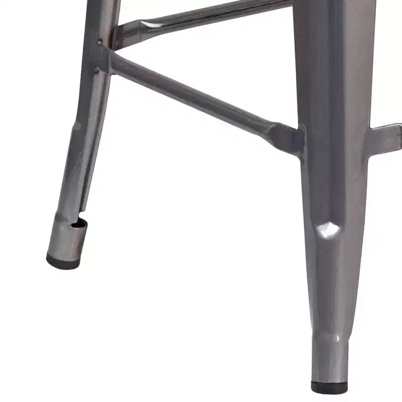 Tabouret de bar d'intérieur sans dossier Emma and Oliver 24H en métal enduit transparent avec assise carrée