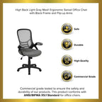 Fauteuil de bureau ergonomique à dossier haut en maille Emma et Oliver avec accoudoirs relevables