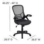 Fauteuil de bureau ergonomique à dossier haut en maille Emma et Oliver avec accoudoirs relevables