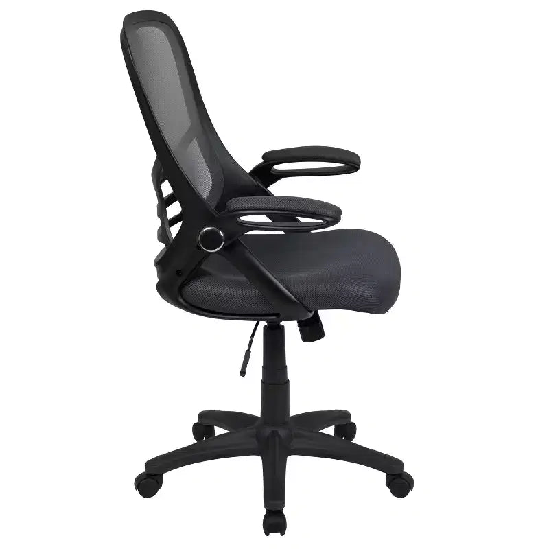 Fauteuil de bureau ergonomique à dossier haut en maille Emma et Oliver avec accoudoirs relevables