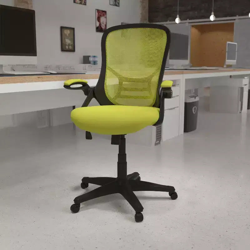 Fauteuil de bureau ergonomique à dossier haut en maille Emma et Oliver avec accoudoirs relevables