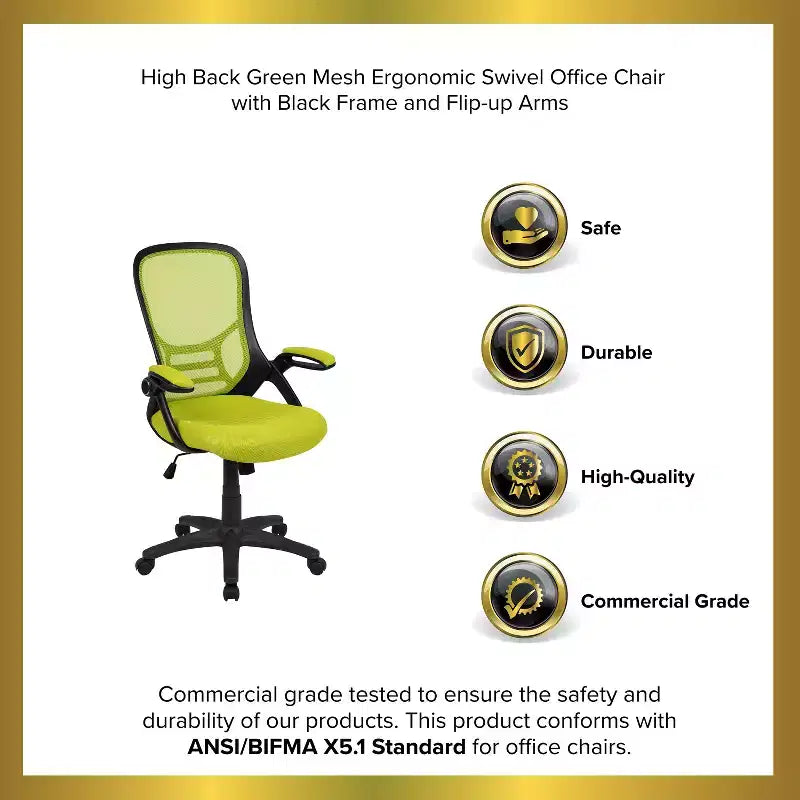 Fauteuil de bureau ergonomique à dossier haut en maille Emma et Oliver avec accoudoirs relevables