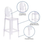Tabouret de bar Ghost Emma et Oliver avec dossier ovale en cristal transparent