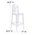 Tabouret de bar Ghost Emma et Oliver avec dossier ovale en cristal transparent