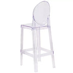 Tabouret de bar Ghost Emma et Oliver avec dossier ovale en cristal transparent