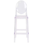 Tabouret de bar Ghost Emma et Oliver avec dossier ovale en cristal transparent