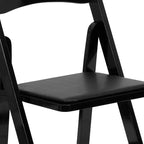 Emma et Oliver, paquet de 2 chaises pliantes en bois pour mariage ou événement, avec siège rembourré en vinyle