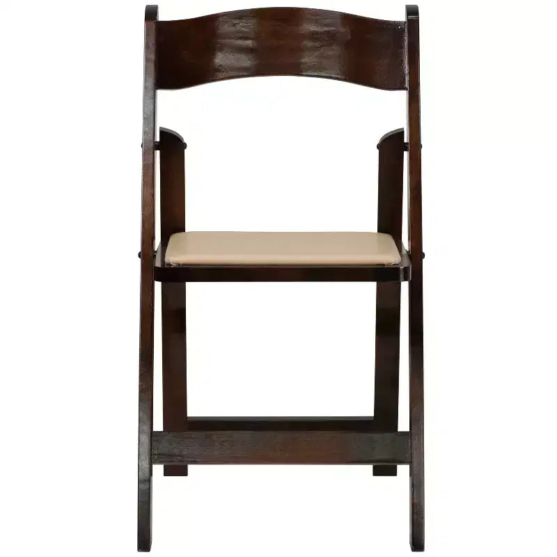 Emma et Oliver, paquet de 2 chaises pliantes en bois pour mariage ou événement, avec siège rembourré en vinyle