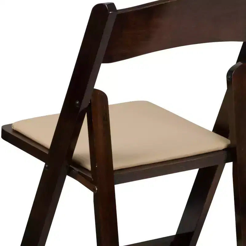 Emma et Oliver, paquet de 2 chaises pliantes en bois pour mariage ou événement, avec siège rembourré en vinyle